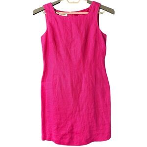 Talbots Pink Sheath Dress Fresh 100 Percent Linen Wedding Guest Size 8P Petite